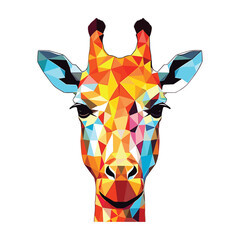 Giraffe Colorful Watercolor Stained Glass Cartoon Kawaii Clipart Animal Pet Illustration