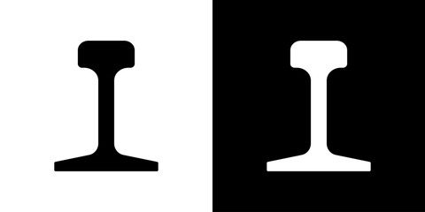 Railway profile simple vector icon. Steel rail for train industry.