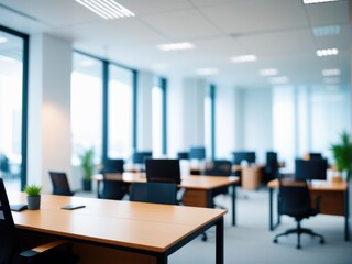 blurred empty open space office abstract light bokeh at office interior