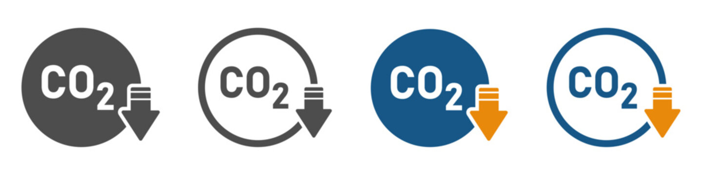 CO2 reduction flat vector icons set