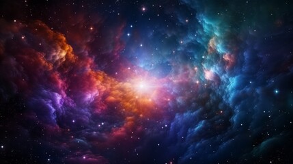 Fototapeta na wymiar Cosmic hyper space with vibrant celestial bodies