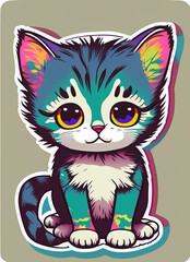 Colorful little cat sticker