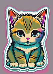 Colorful little cat sticker