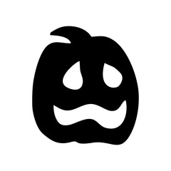 Silhouette Pumpkin. Scary Face Pumpkin. Scary Black Pumpkin Halloween.