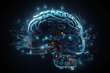 futuristic cyborg human brain concept a robotic database
