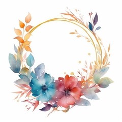 decorative and colorful watercolor floral frame background for greeting card