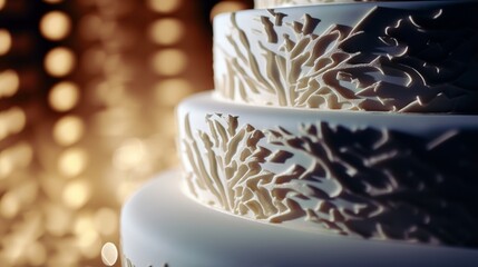 Abstract patterns of a wedding cake cutting ceremony
