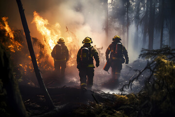 Firefighters in the forest