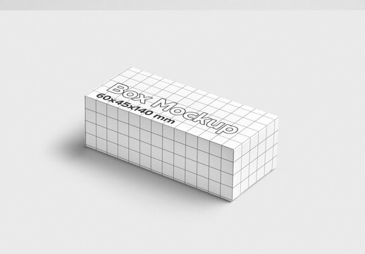 Mockup of customizable color design box 60 x 45 x 140 mm