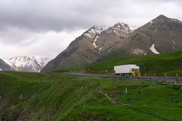 Truck Ruuning on Road in Rural Area of Georgia