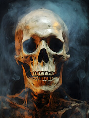 Abstract skeleton background, halloween theme, fictional image