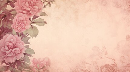 A vintage floral pink background with aged charm