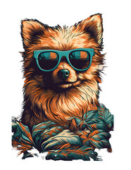 Pomeranian with sunglasses