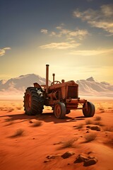 Fototapeta premium Tractor in a desert