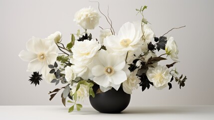 A timeless monochrome floral arrangement