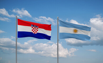 Argentina and Croatia flags, country relationship concept