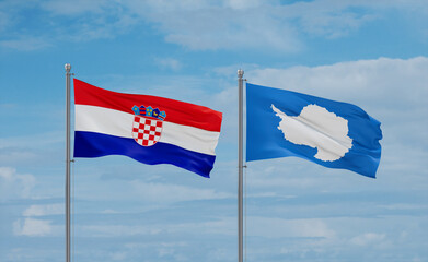 Croatia and Antarctica flags, country relationship concept
