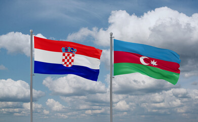 Azerbaijan and Croatia flags, country relationship concept