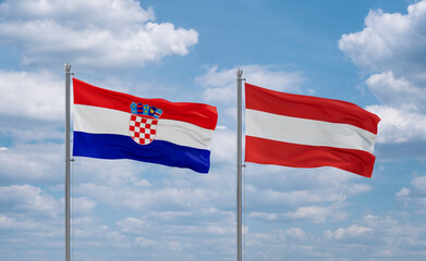 Austria and Croatia flags, country relationship concept
