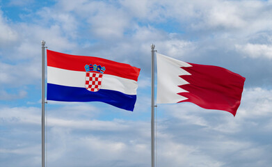 Bahrain and Croatia flags, country relationship concept