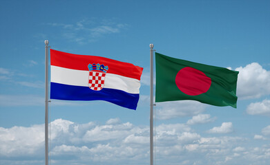 Bangladesh and Croatia flags, country relationship concept