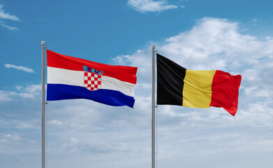 Belgium and Croatia flags, country relationship concept
