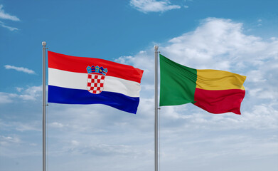 Benin and Croatia flags, country relationship concept