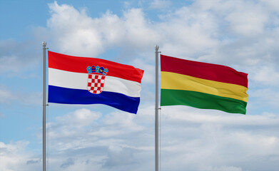 Bolivia and Croatia flags, country relationship concept