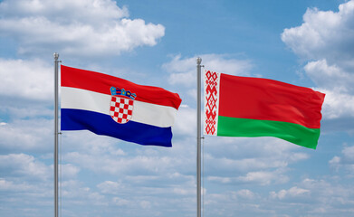 Belarus and Croatia flags, country relationship concept