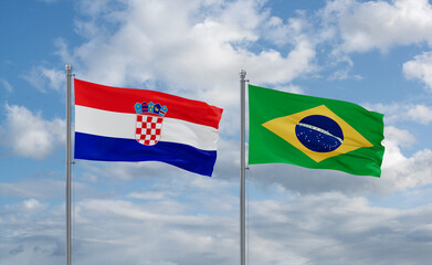 Croatia and Brazil flags, country relationship concept