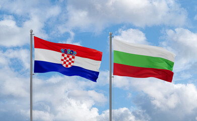 Bulgaria and Croatia flags, country relationship concept