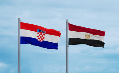 Egypt and Croatia flags, country relationship concept