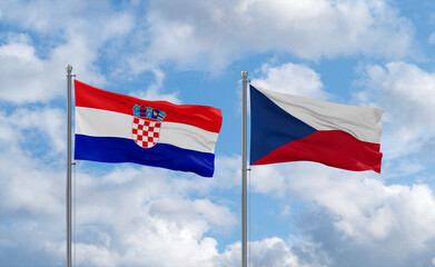 Czech Republic and Croatia flags, country relationship concept
