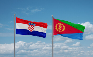Eritrea and Croatia flags, country relationship concept