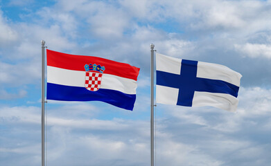 Finland and Croatia flags, country relationship concept