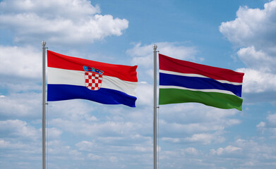 Gambia and Croatia flags, country relationship concept