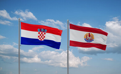 Croatia and French Polynesia flags, country relationship concept