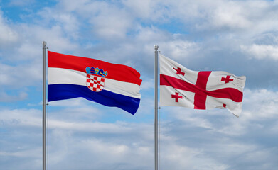 Georgia and Croatia flags, country relationship concept