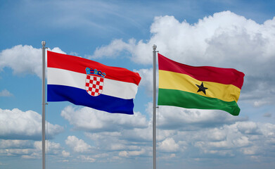 Ghana and Croatia flags, country relationship concept