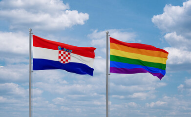 Gay Pride and Croatia flags, country relationship concept