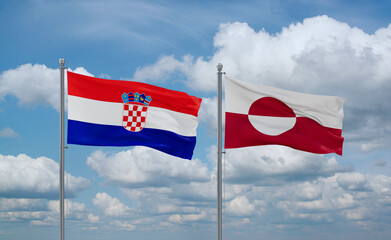 Greenland and Croatia flags, country relationship concept