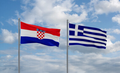 Greece and Croatia flags, country relationship concept