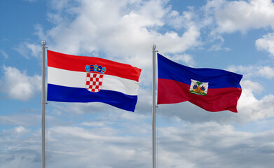 Haiti and Croatia flags, country relationship concept
