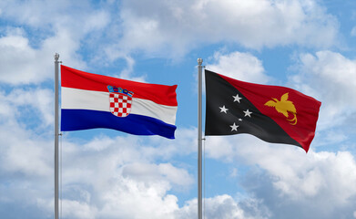 Papua New Guinea and Croatia flags, country relationship concept