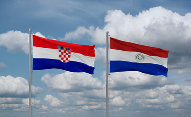 Paraguay and Croatia flags, country relationship concept