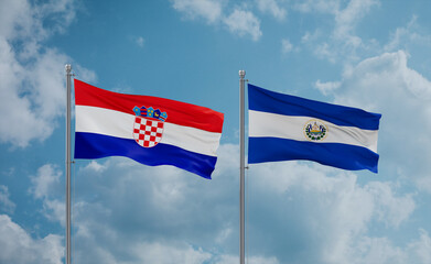Salvador and Croatia flags, country relationship concept