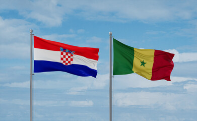 Senegal and Croatia flags, country relationship concept