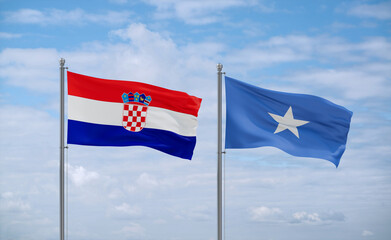 Somalia and Croatia flags, country relationship concept