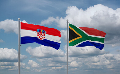 South Africa and Croatia flags, country relationship concept