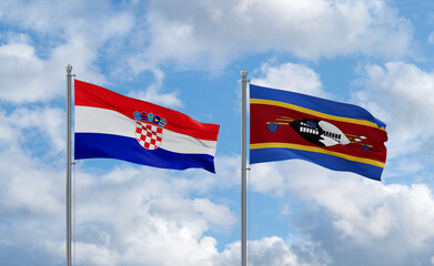 Eswatini and Croatia flags, country relationship concept